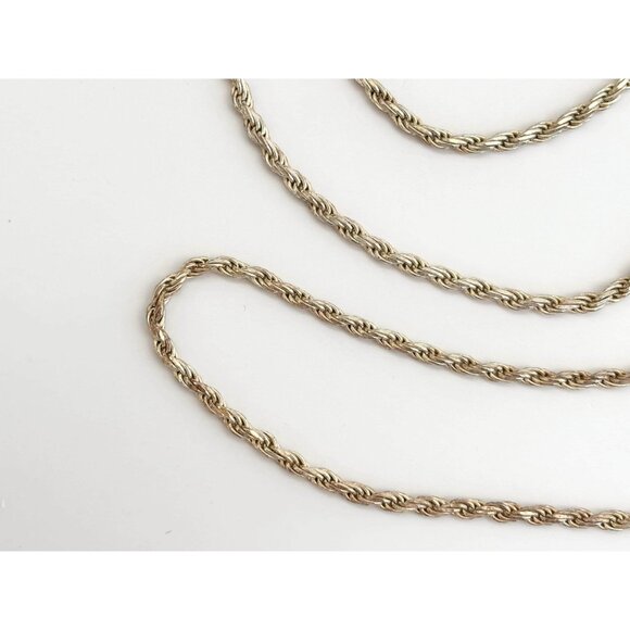 Italian Vermeil Gold T Wheat Chain Sterling Silver 925 Vintage Necklace - 24" - Picture 5 of 9
